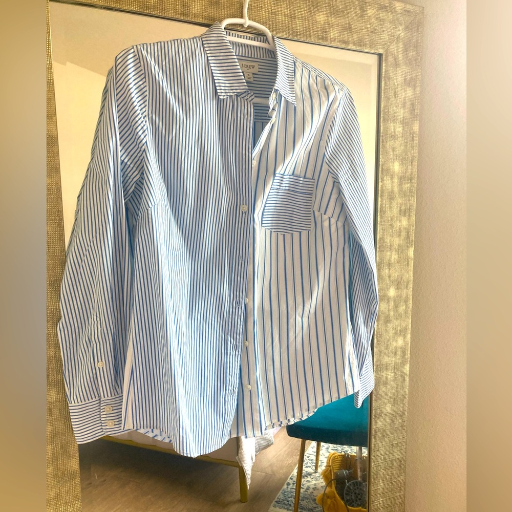 Multi-pane striped fitted Oxford